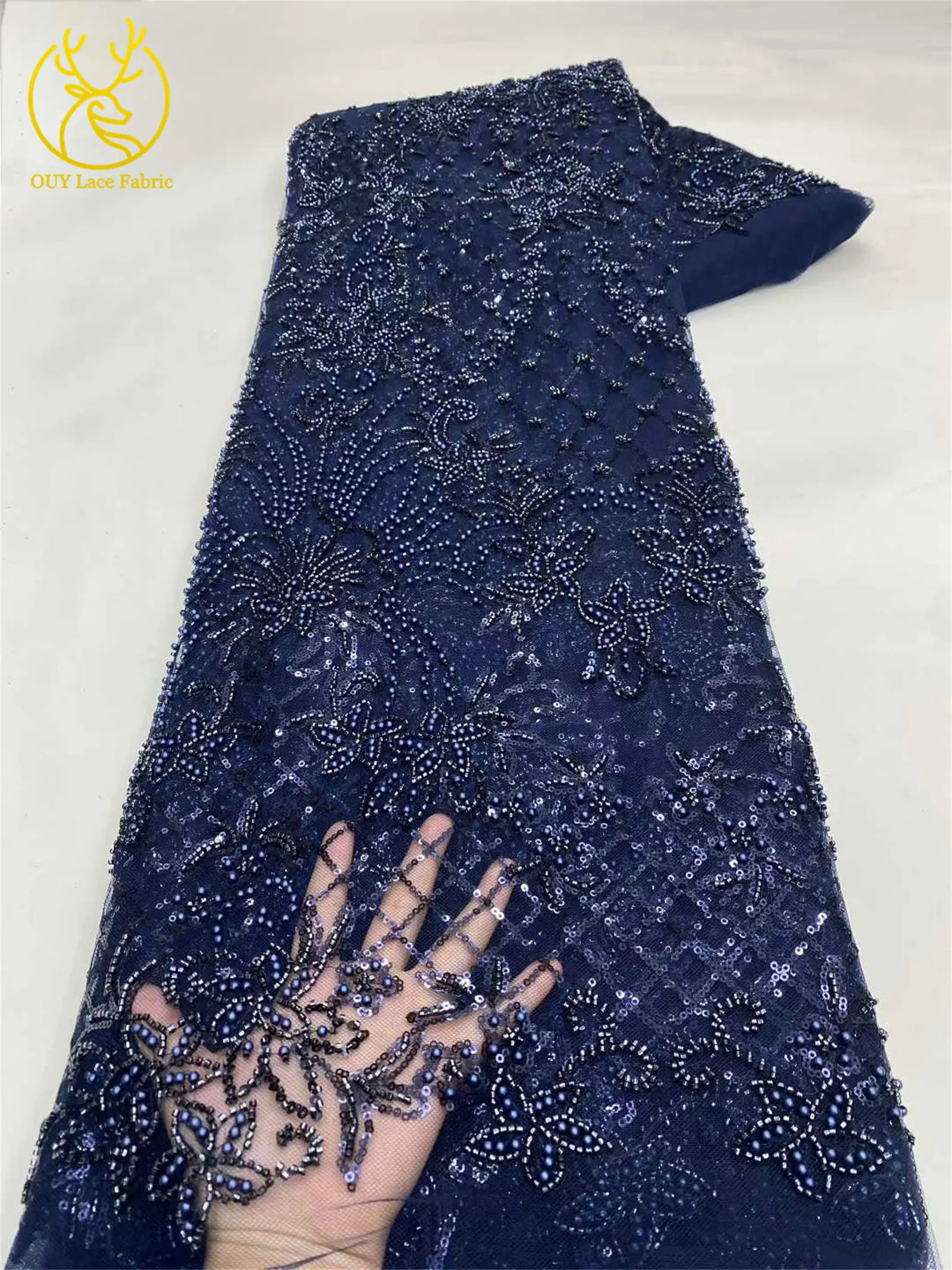 Roter afrikanischer Perlen-Spitzenstoff 2026, hochwertiger nigerianischer Pailletten-Spitzenstoff für Damen, Hochzeitskleid und Abendkleid, Nähen – Detail 21