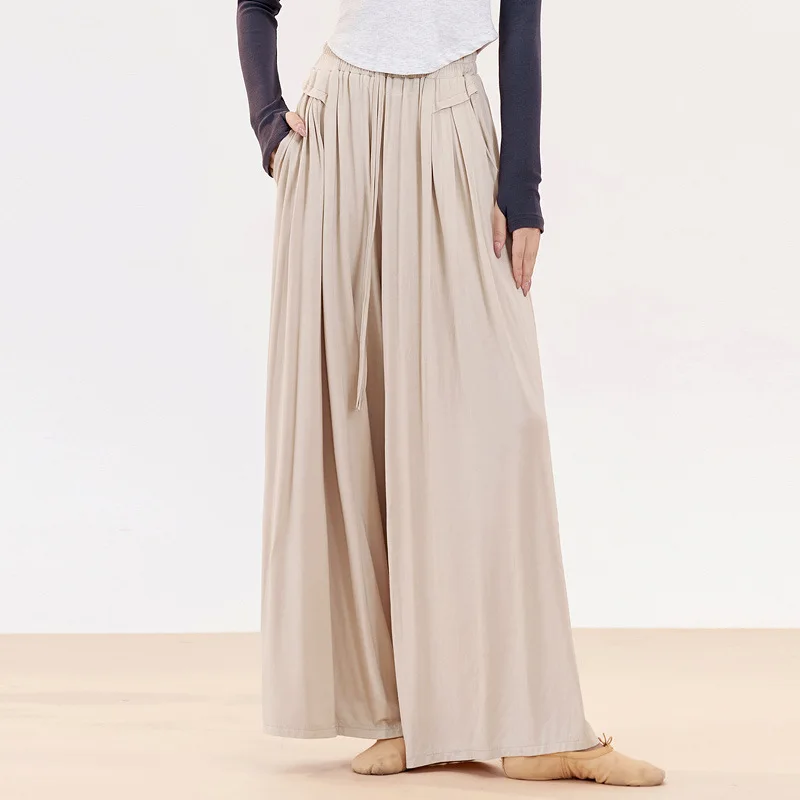 الرقص الكلاسيكي الأنيق فضفاض ورقيق واسعة الساق السراويل الرقص السراويل الصينية الحديثة ممارسة الرقص الجسم
