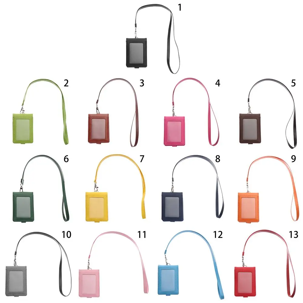 Multifunktionaler Namensschildhalter aus PU-Leder, Arbeitskartenhalter mit Umhängeband, Bank- und Kreditkarte
