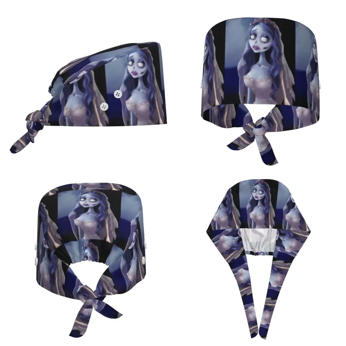 Emily The Corpse Bride Scrub Hat Doctor Working Surgical Cap Unisex Adjustable Nursing Caps for Dentist
