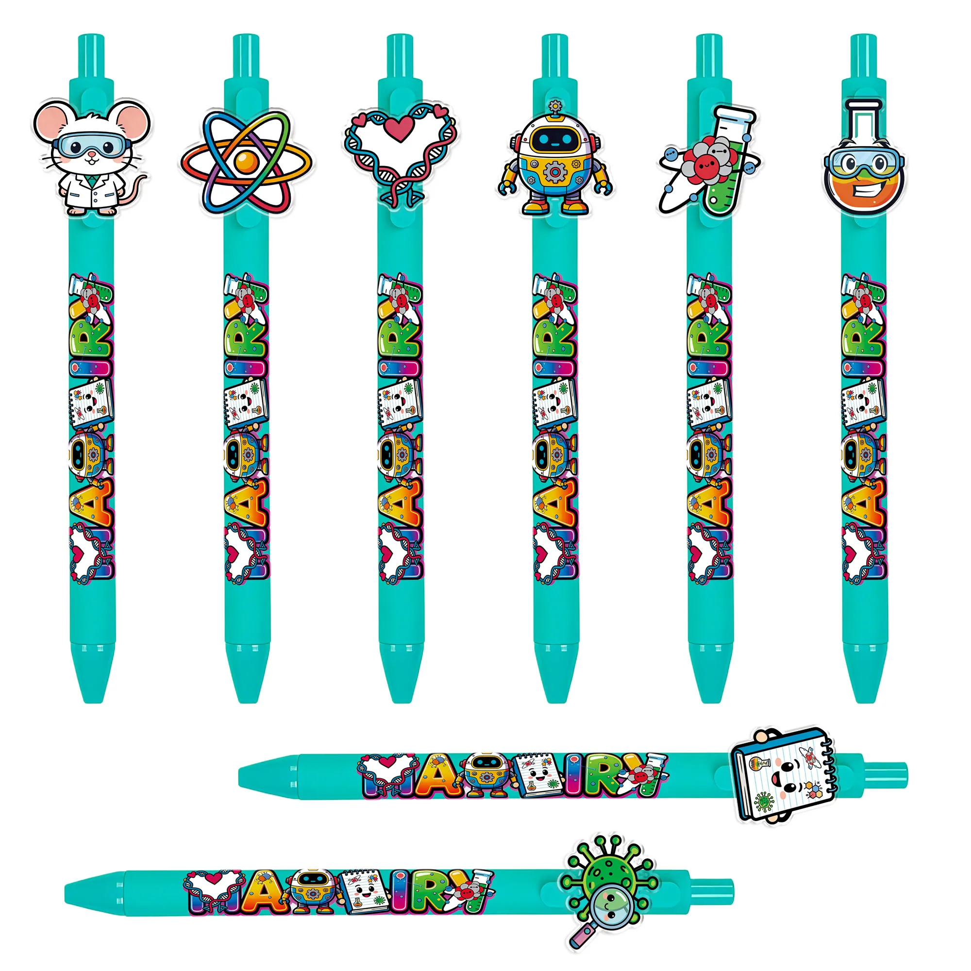 8 pieces / 16 pieces scientific experiment element ballpoint pens. Creative experiment supplies. Shaped push-button pens.