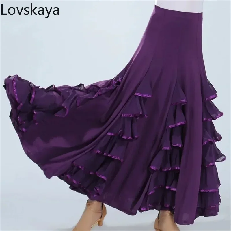 Robe de compétition classique pour femme, jupe de danse espagnole, grande balançoire superposée, pratique de la danse phtalflamenco