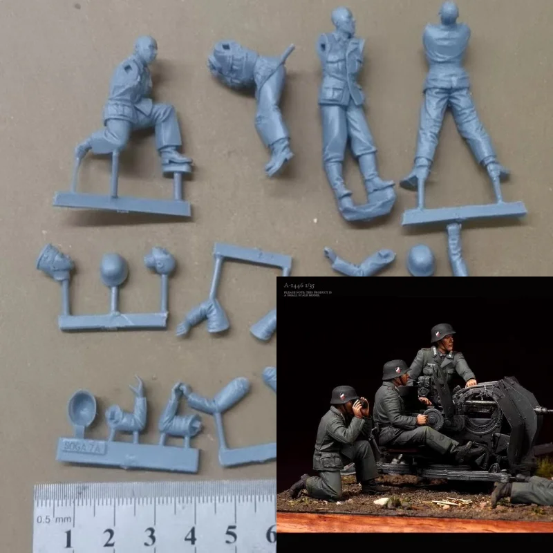 

1/35 Scale Artillery Squad 4 People No Tank Resin Figures Unassembled and Unpainted Model Kit Toys Free Shipping