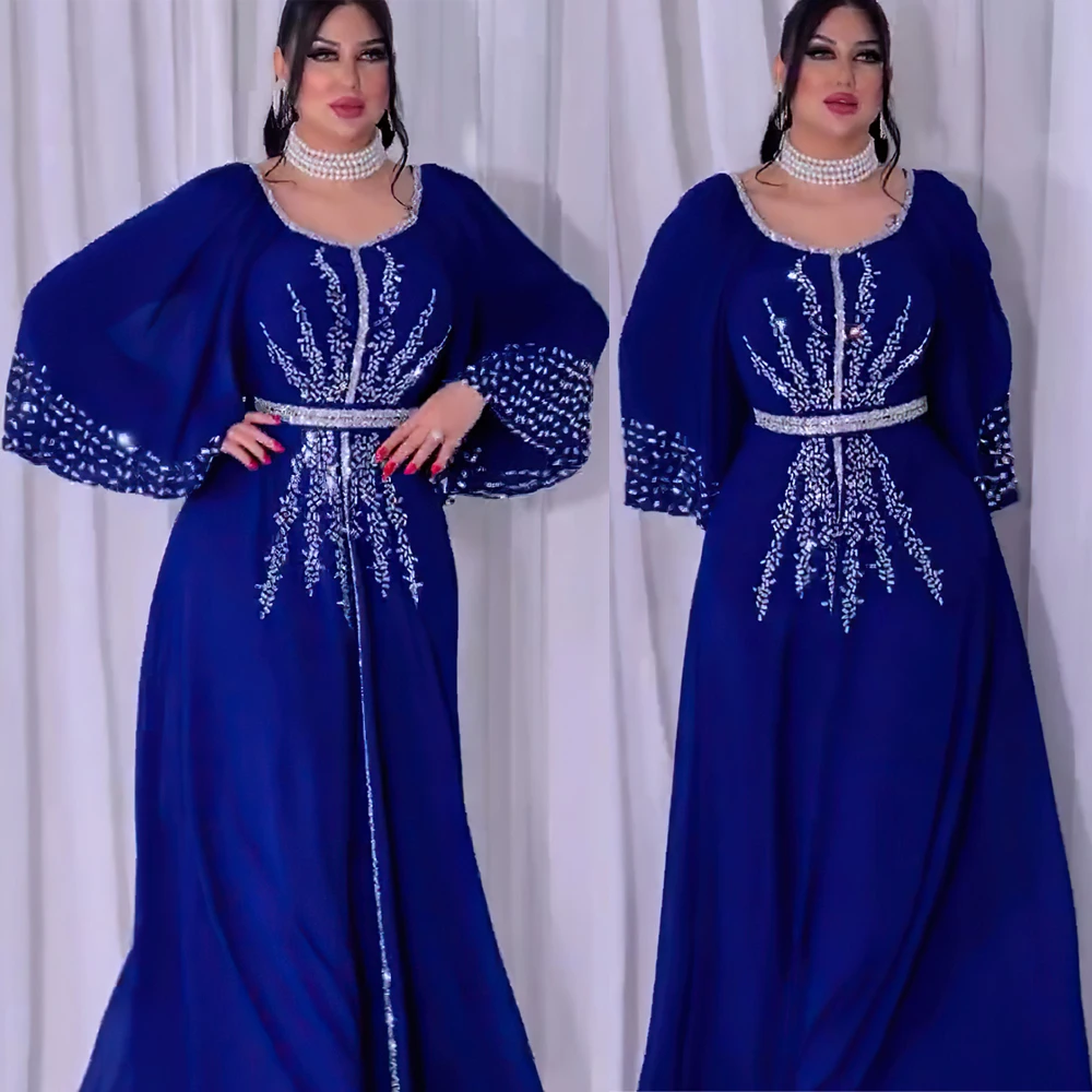 New 2024 Chiffon Diamonds Abayas For Women Luxury Dubai Abaya Turkey Kaftan Muslim Dress Djellaba Jalabiya Caftan Marocain Femme