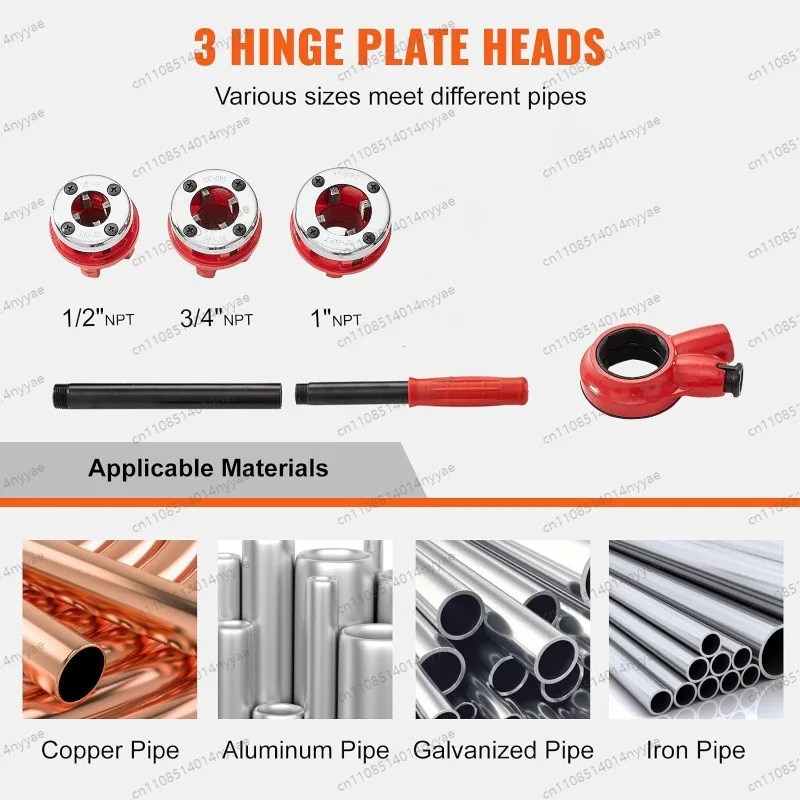 [3PCS] Pipe Threading Machine Set, Professional Thread Cutter Kit for Plumbing & Industrial Use - Cross-Border Hot Sale