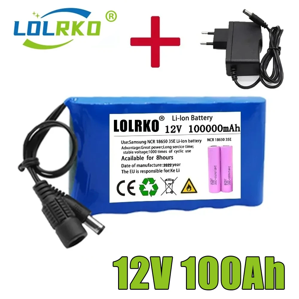 Original NEW Portable Super 12V 100000mAh Battery Rechargeable Lithium Ion Battery Pack Capacity DC 12.6v 30Ah CCTV Cam Monitor