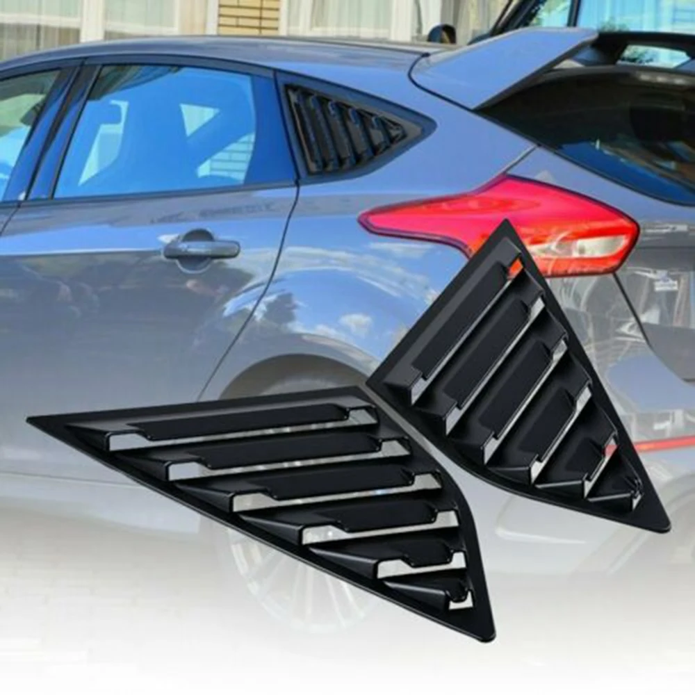 Car Quarter Side Window Cover Louver Scoop Vent for Ford Focus ST MK3 Hatchback 2012-2018 Matte Black