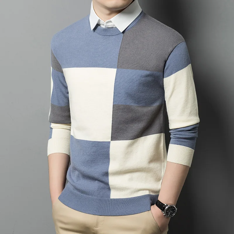 Sweater Two-Piece Shirt Collar Men Casual Long-Sleeve T-Shirt Autumn Winter