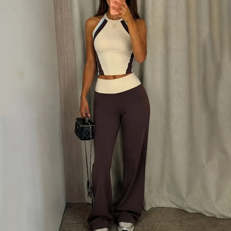 Modische Yoga-Outfits für Damen: Schnelltrocknende Sportbekleidung, Stoßfester Neckholder-Sport-BH, Hochtaillierte Po-Lifting-Yogahose, Fitness-Anzug