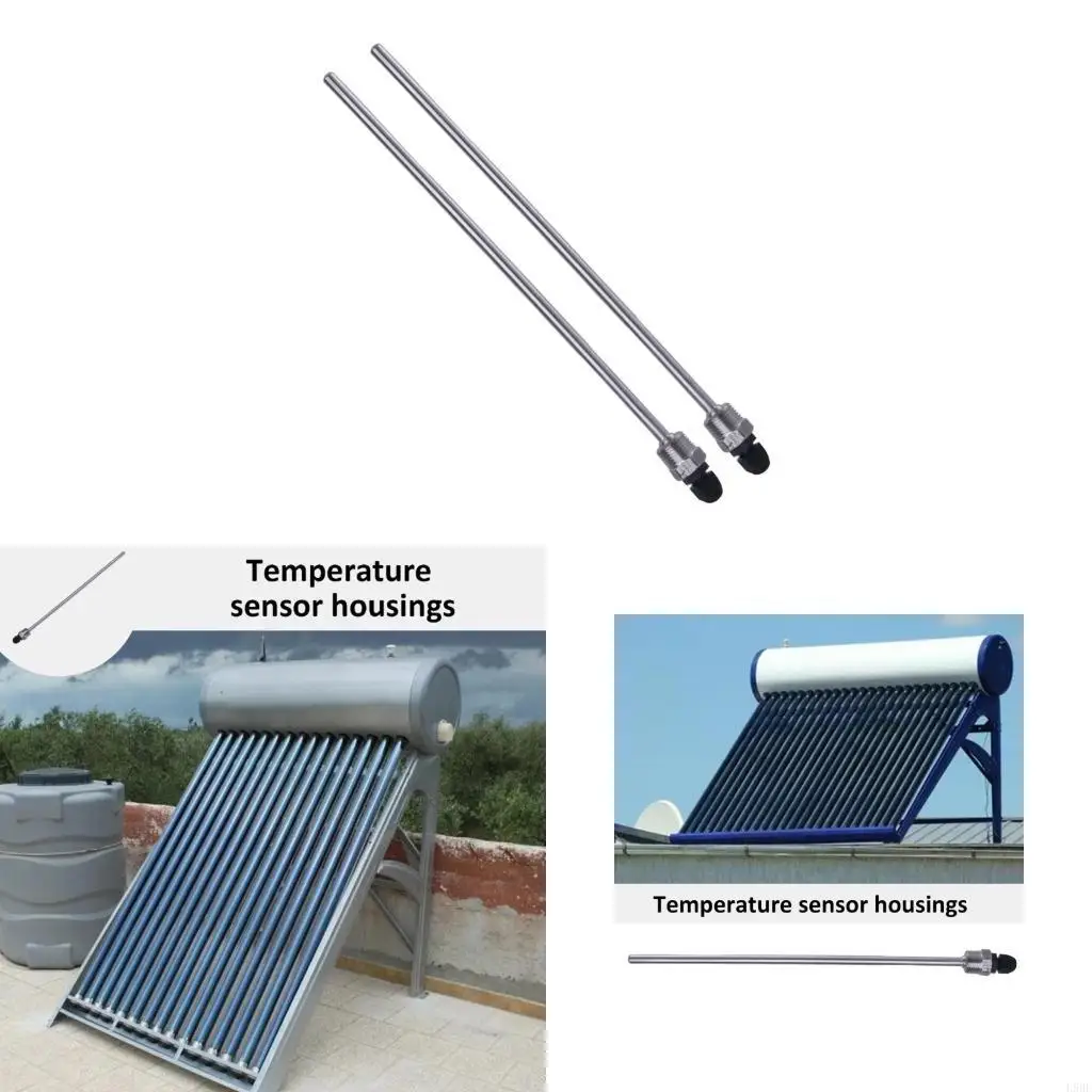 L9BE 2Pcs 300mm Stainless Steel Thermowell 1/2inch Thread Pressure For Temperature