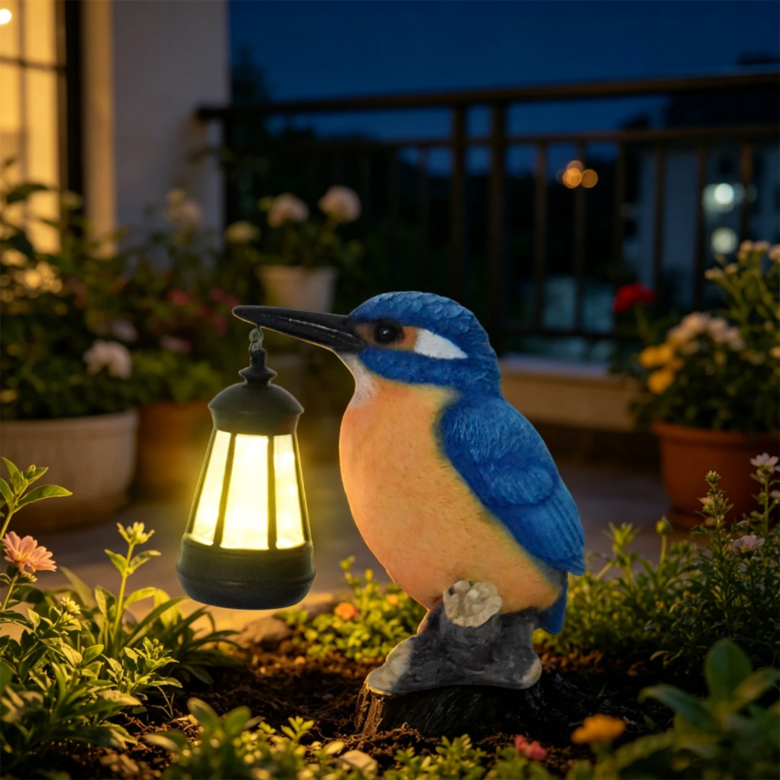 Solar Kingfisher Statue Resin Hanging Lantern Bird Bird Statue Light Realistic Design Outdoor Decor Weatherproof for Yard, Patio - view 4