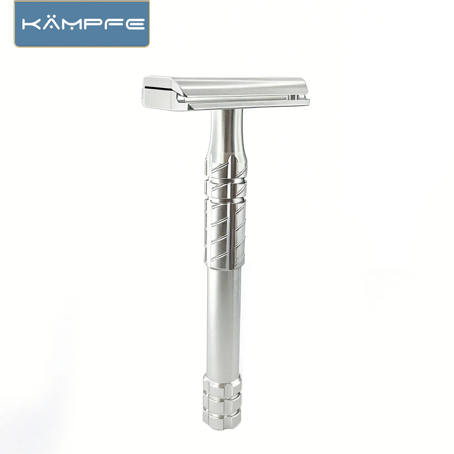 kampfe-cnc-machining-aluminum-alloy-double-sided-safety-shaver-men's-gift-razor-for-non-slip-handle-with-5-replacement-blade-new