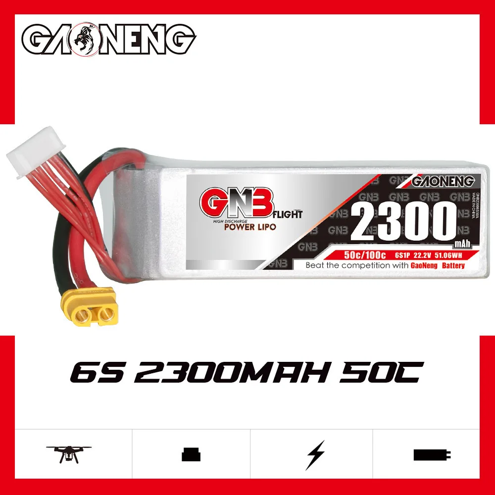 2Pcs GNB 2S 3S 4S 6S 2300mAh 50C/100C Lipo Battery With T XT60 Plug for RC Car Trucks Buggy Vehicles Models RC UAV FPV Airplane