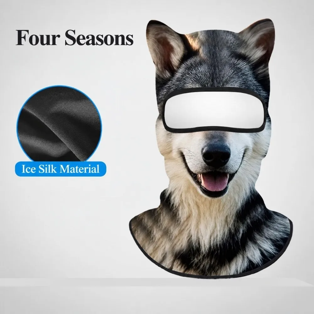 Animal Pattern Balaclava Mask Windproof Ice Silk Full Face Mask Skin Friendly Lifelike Eared Head Cover Cycling/Party/Outdoor