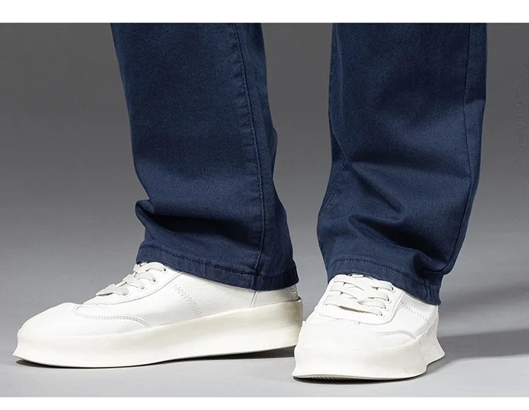 

Autumn Spring 98% Cotton Casual Pants Mens Trousers Clothing Straight Stretch Black Brown Green Mens Pants