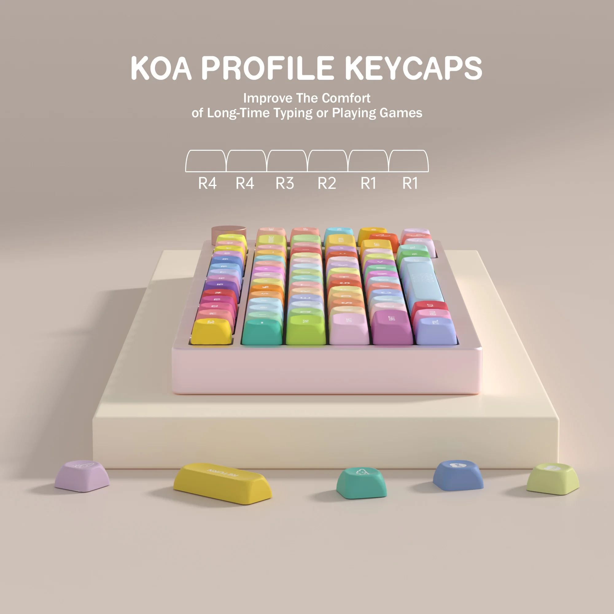 KBDiy 141 Keys PBT KOA Profile Gummy Bears Keycaps Set Color ISO Similar MOA Cute Keycap for Mechanical Keyboards Gaming 7U