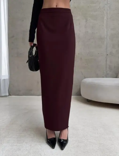 

Design Sense, Solid Color, Imperial Style, Slim Fit, Slimming Effect, Split Half Skirt, Fashionable One-Step Skirt for Women