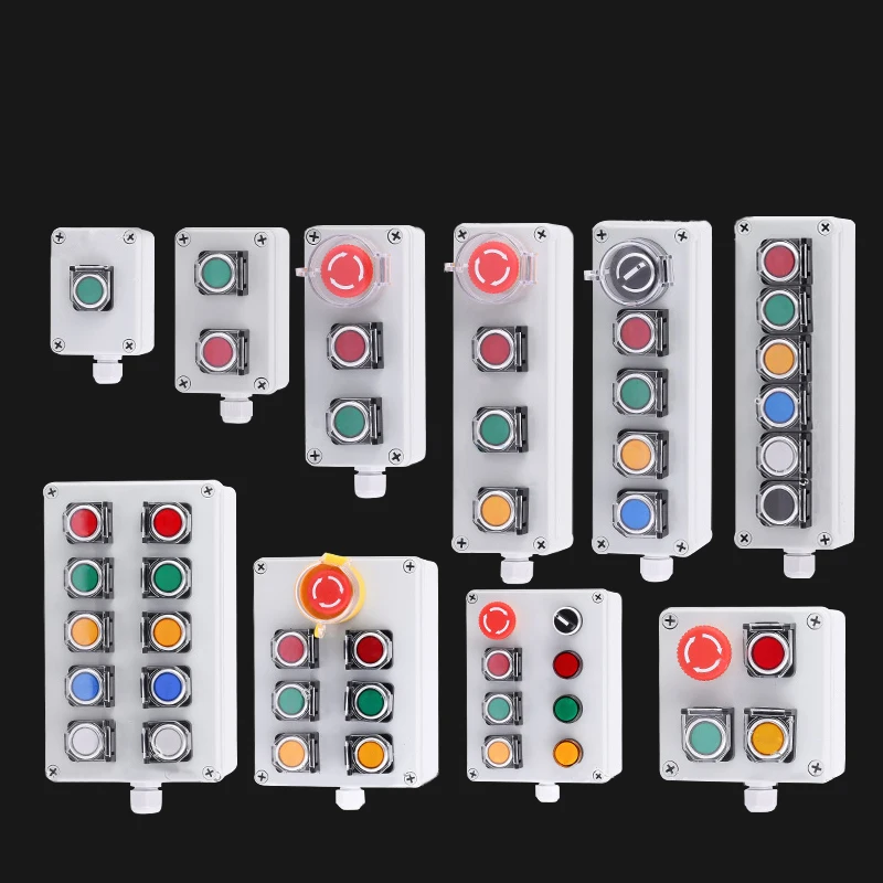 Multiple specifications with button switch box emergency stop start switch alarm self-locking motor control box customization