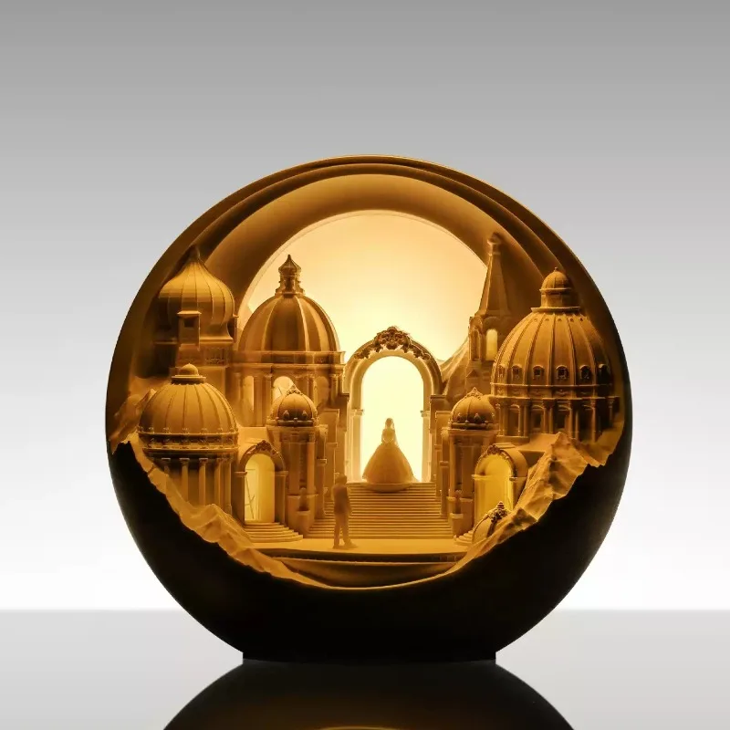Shine‑Time Hall Spherical Building Night Light, Desk Home Ornament Lamp, Present for Wedding Engagement Birthday House‑warming