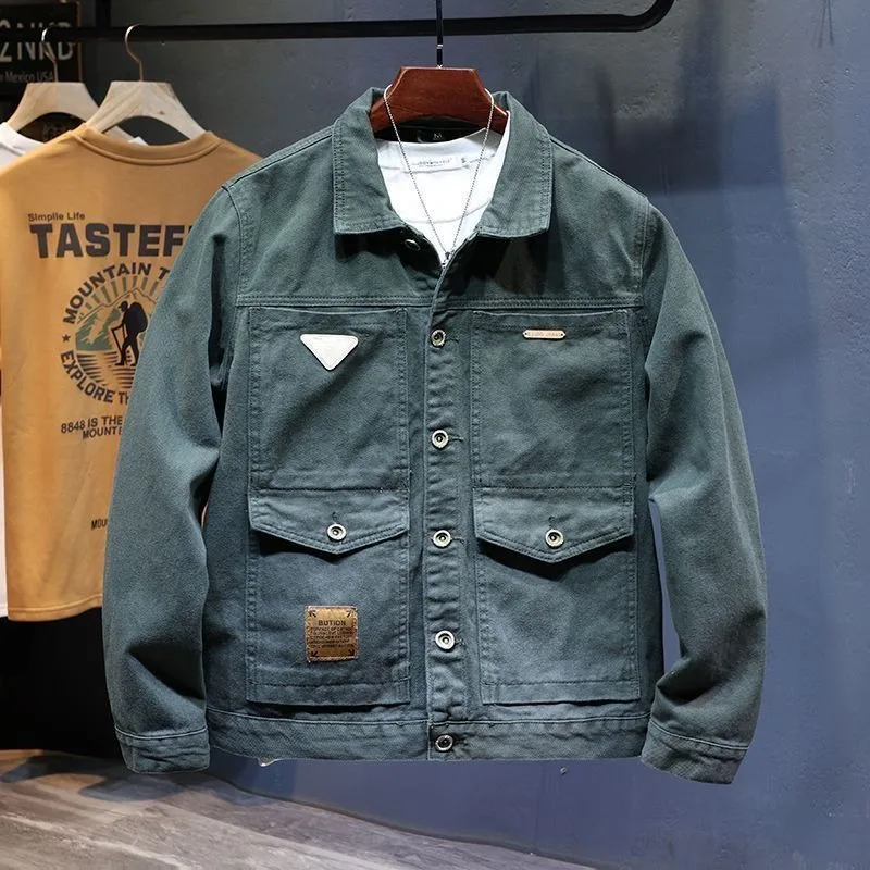 

Свободная мужская джинсовая куртка с лацканами Высококачественный дизайнерский размер L Rock of Fabric Fast Delvery Washed Aesthetic Cowgirl Мужские джинсовые пальто