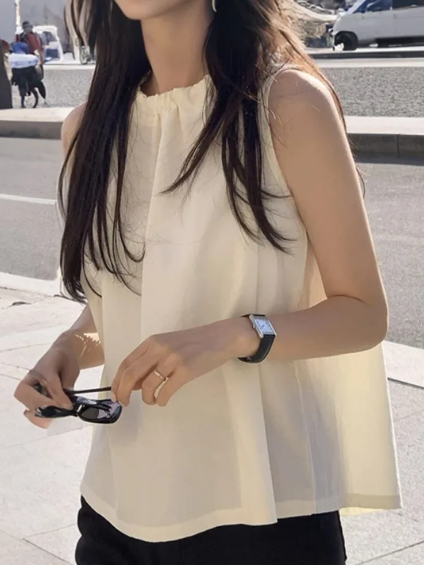 

Корейский жилет Dstring Bal, женский летний новый свободный топ без рукавов, средний мягкий жилет, другая ткань