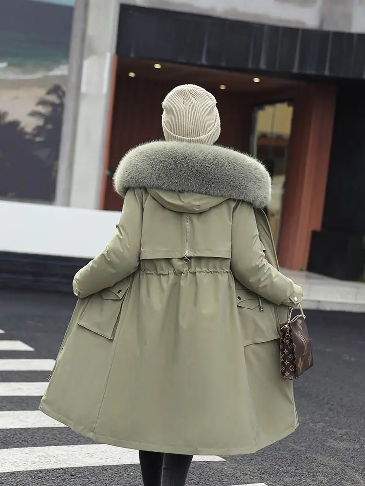 Vielleicht 2022 Winter Hooded Puffer Jacket Coat Women Parka Cotton Removable Liner Long Jacket Oversized Outwear Women Clothing