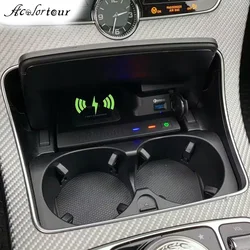 Car 15W Wireless fast charger For Mercedes Benz W205 C Class GLC C43 C63 X253 charging pad mobile phone holder accessories