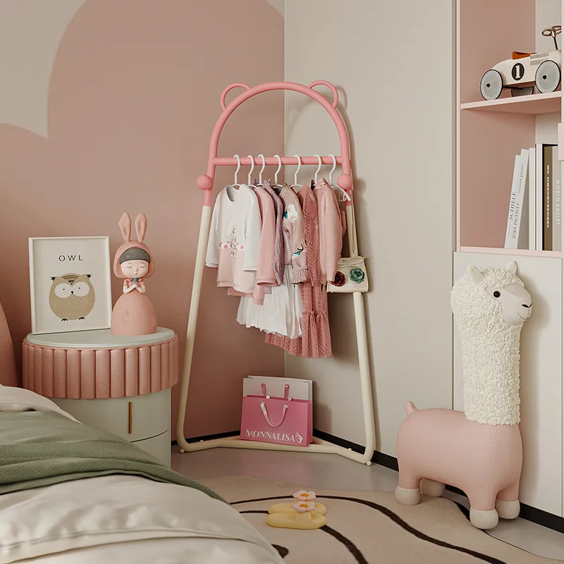 

Dopamine Corner Coat Rack Kids Floor Standing Clothes Organizer Space-Saving Bedroom Storage Metal Hanger for Indoor Wall/Corner