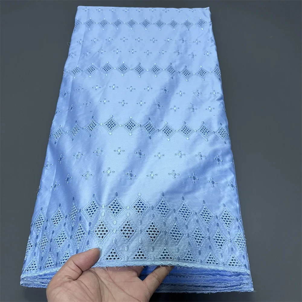 قماش دانتيل أفريقي، مواد أقمشة قطنية 100% للملابس، بالمتر، تطريز، 2025، فساتين الحفلات، تول، 5 ياردات #5