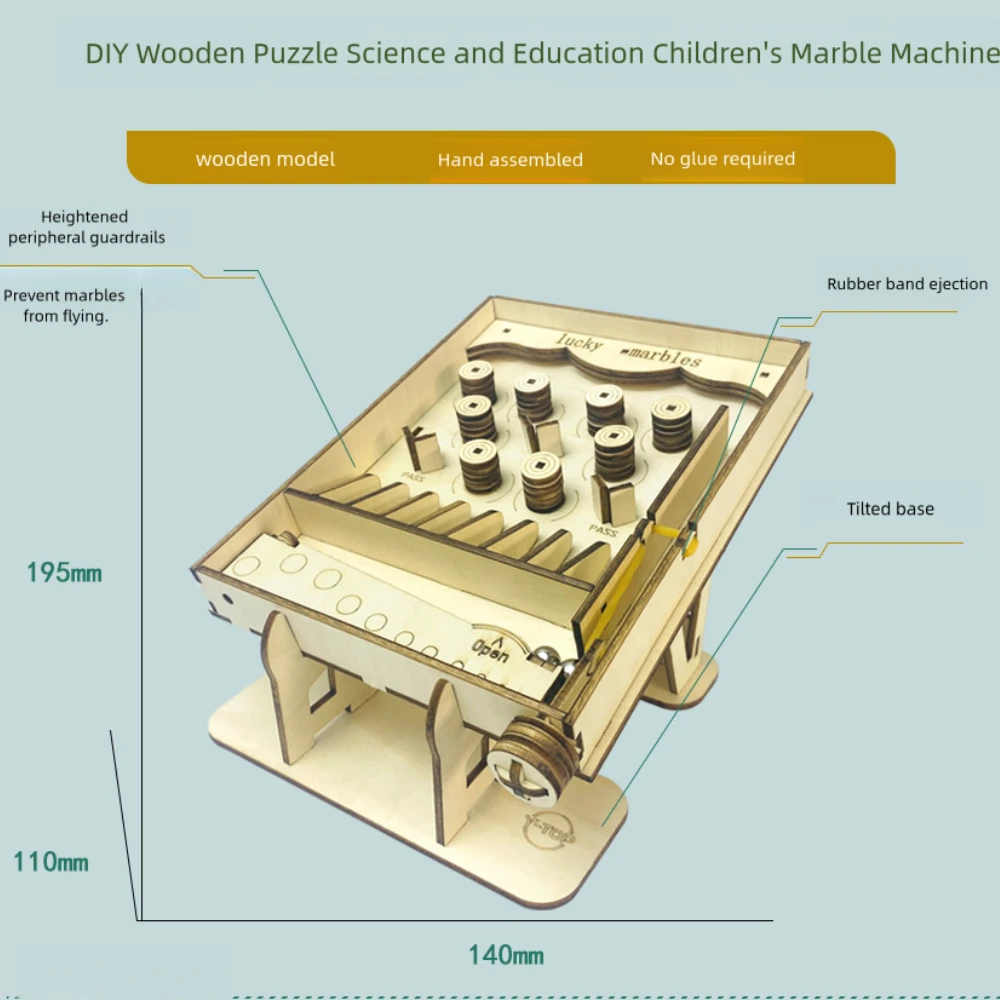 Rompecabezas 3D de madera hecho a mano para niños y niñas, máquina de Pinball DIY, juguetes de ensamblaje, regalos creativos