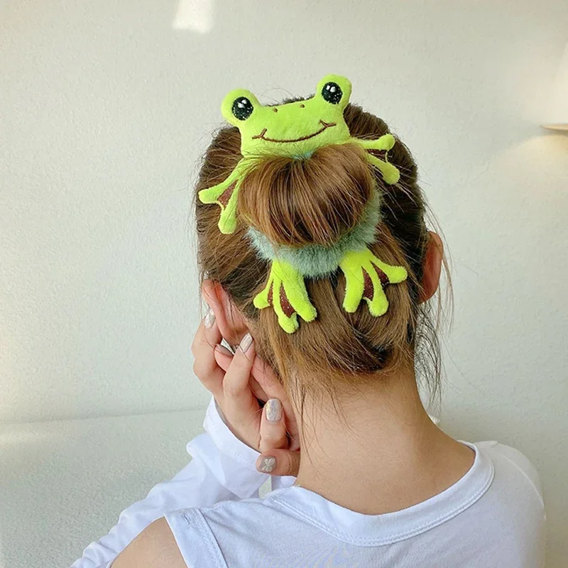 Cute Plush Animal Elastic Hair Bands Frog Panda Cat Hair Rope Ties Women Barrettes Headwear Girls Women Hair Accessories Gifts