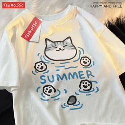 Floating Cat And Dog Original Chai Dog Beauty Short Cotton Short Sleeve T-shirt For Men Women Casual Loose Summer Breathable Tee
