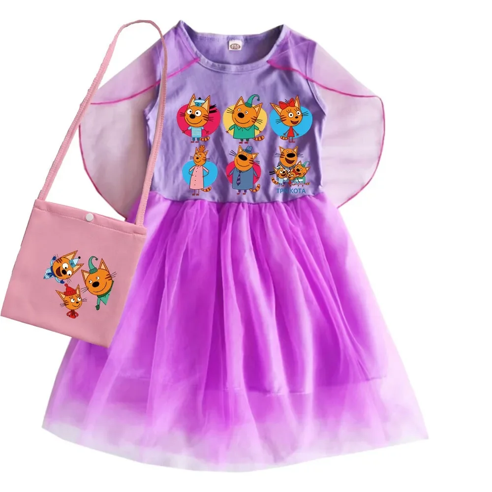 

Cute Kid-E-Cats Clothes Kids Sleeveless Casual Dresses & Little Bag Toddler Girls Christmas Halloween Carnival Princess Vestidos