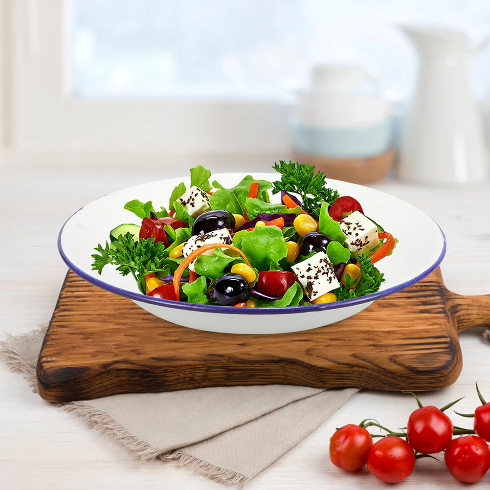 

5Pcs Enamel Plates Retro Style Smooth Edges Food Serving Dishes for Home Kitchen Restaurant Snack Fruit Tea Nuts