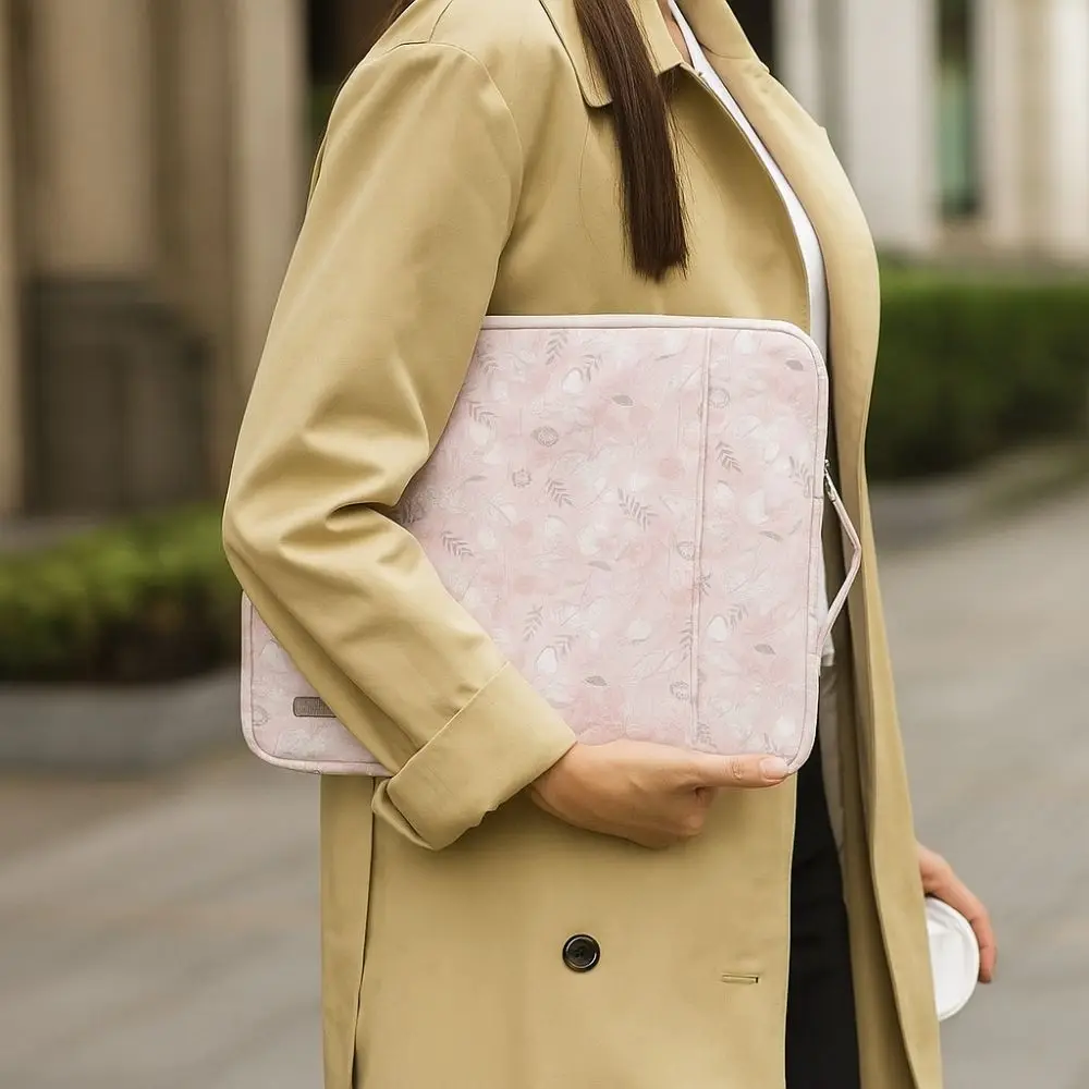 Portable Waterproof Laptop Bag Shockproof Ultra Thin Briefcase Flowers Telescopic Handle Notebook Sleeve Travel
