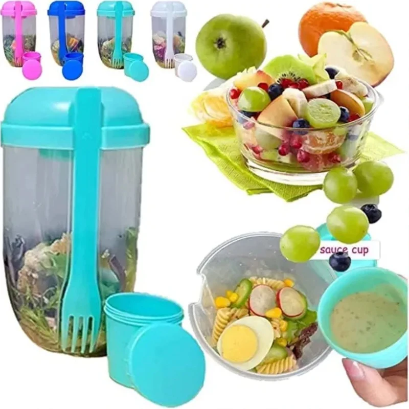 

Portable Transparent Salad Cup Food Grade Mason Cups With Lids Weight Loss Healthy Slimming Low Fat Cup Outdoor Accessories