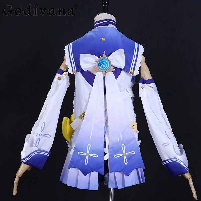 Barbara ชุดว่ายน้ําวิกผมสําหรับผู้หญิงคอสเพลย์เกมฮาโลวีน Carnival Party เครื่องแต่งกายฤดูร้อนสาวน่ารักชุด Genshin Impact ชุด