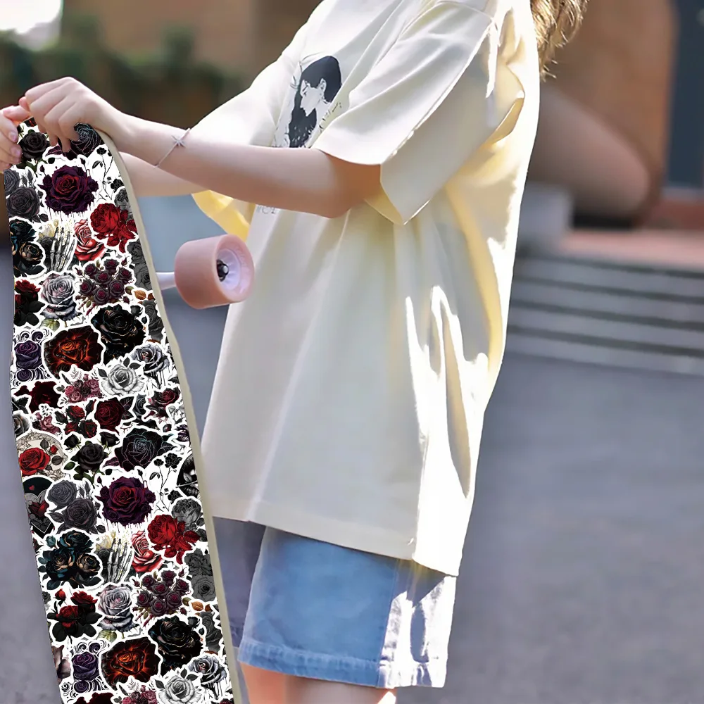 10/60PCS Dark Aesthetic Gothic Style Black Rose Cartoon Graffiti Stickers Decorate Mobile Phone Case Laptop Suitcase Decals