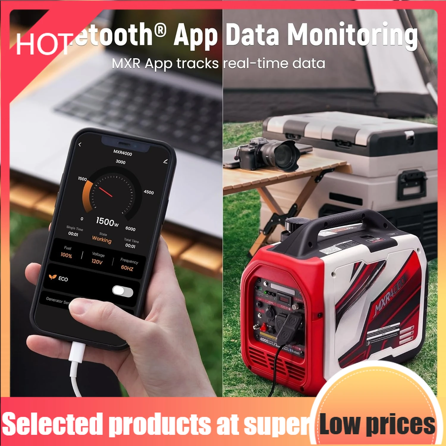 

Портативный инверторный генератор Limited Edition мощностью 4000 Вт, с Bluetooth ® Мониторинг данных через приложение, готовность к использованию в автодомах, газовый генератор с C-разъемом