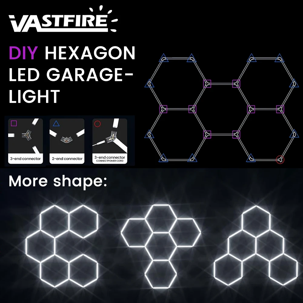 

Светодиодная лампа-светильник DIY в форме сот, суперяркая, 6500K, холодный белый/теплый свет, подходит для гаражей, автомастерских 4S, спортзалов