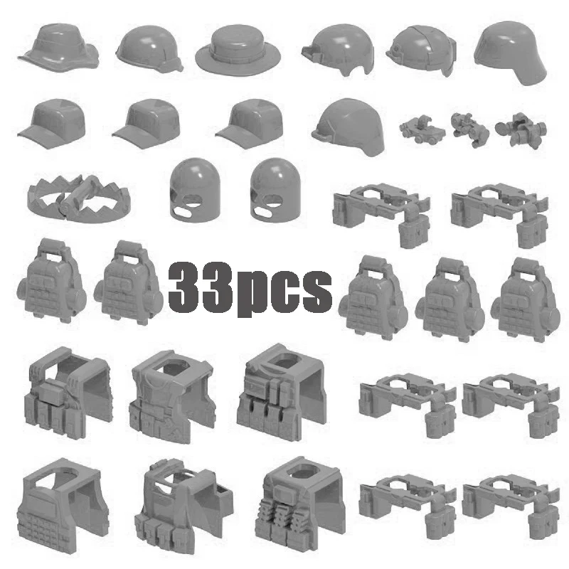 Military Swat Soldier Equipment Set Hats Vest Moc Action Figures Bag Accessories Army Parts Building Block Bricks Toys Kid Gifts