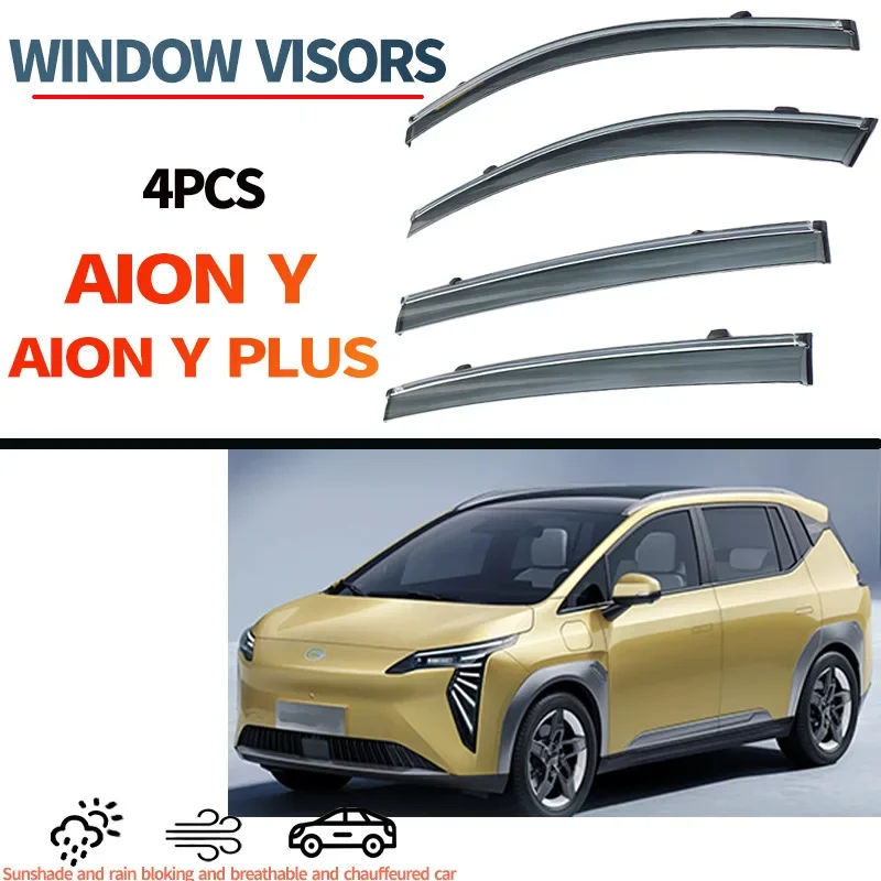 Fit FOR GAC Aion Y PLUS 2021+ Window visors  Car Sun Rain Guard Vent Shade Deflector Wind Weathershield Moulding Trim