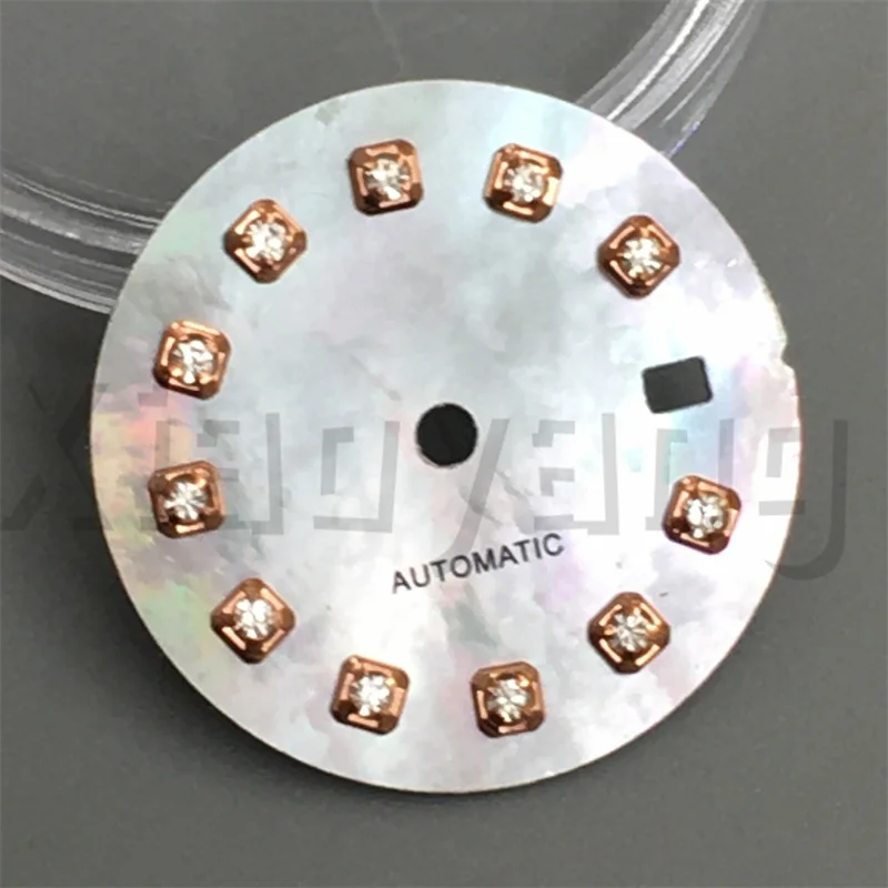 20.5mm Sunburst Pink Watch Dial Sunburst White Mother Pearl Dial Diamond Time Marks Fit 26mm NH05 Movement Replacement WatchPart
