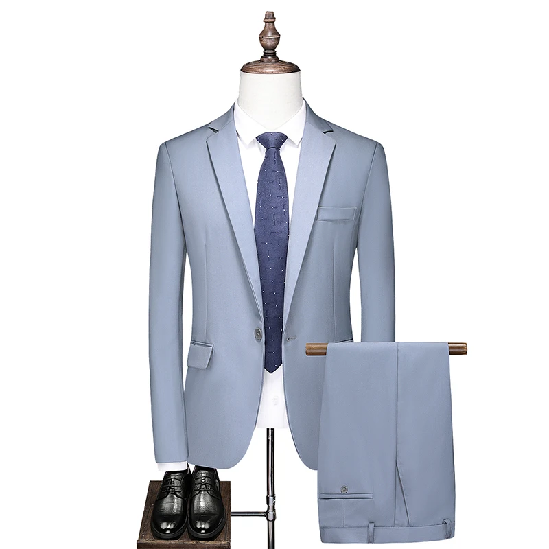 Costume à Simple Boutonnage pour Homme, Tenue Formelle, Ensemble de Mariage, Smokings de Marié (Veste + Pantalon + V), W126