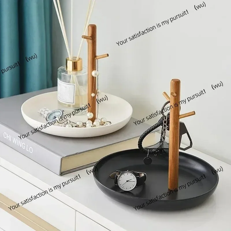 Nordic bamboo branch storage tray, living room desktop key hook, jewelry display stand