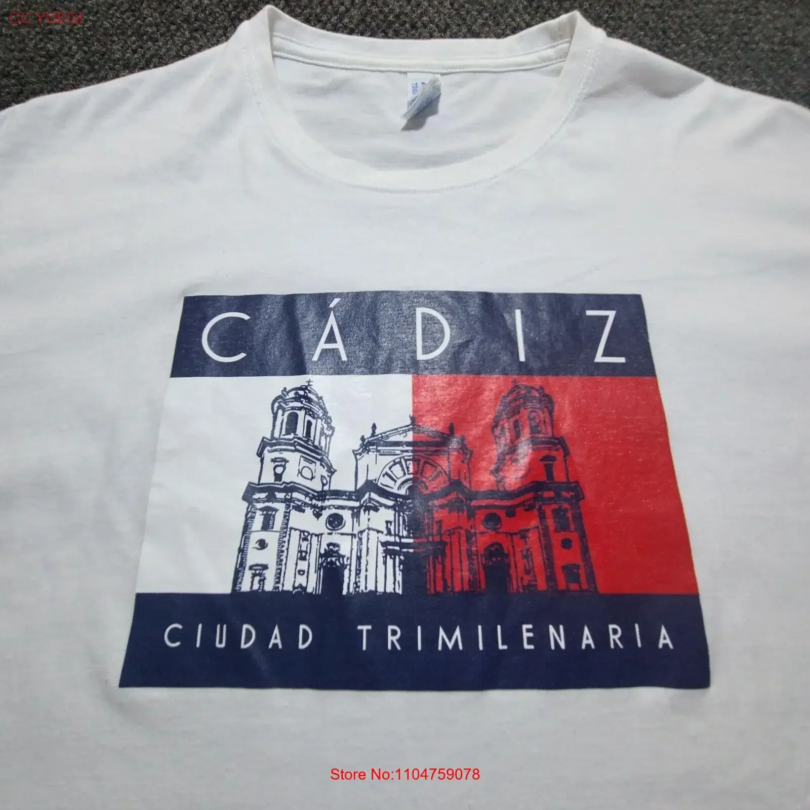 JHK CADIZ CIUDAD TRIMILENARIA CASTLE LOGO MULTICOLOR GRAPHIC PRINT T SHIRT 2XL vintage Washed homme Stylish Versatile graphic