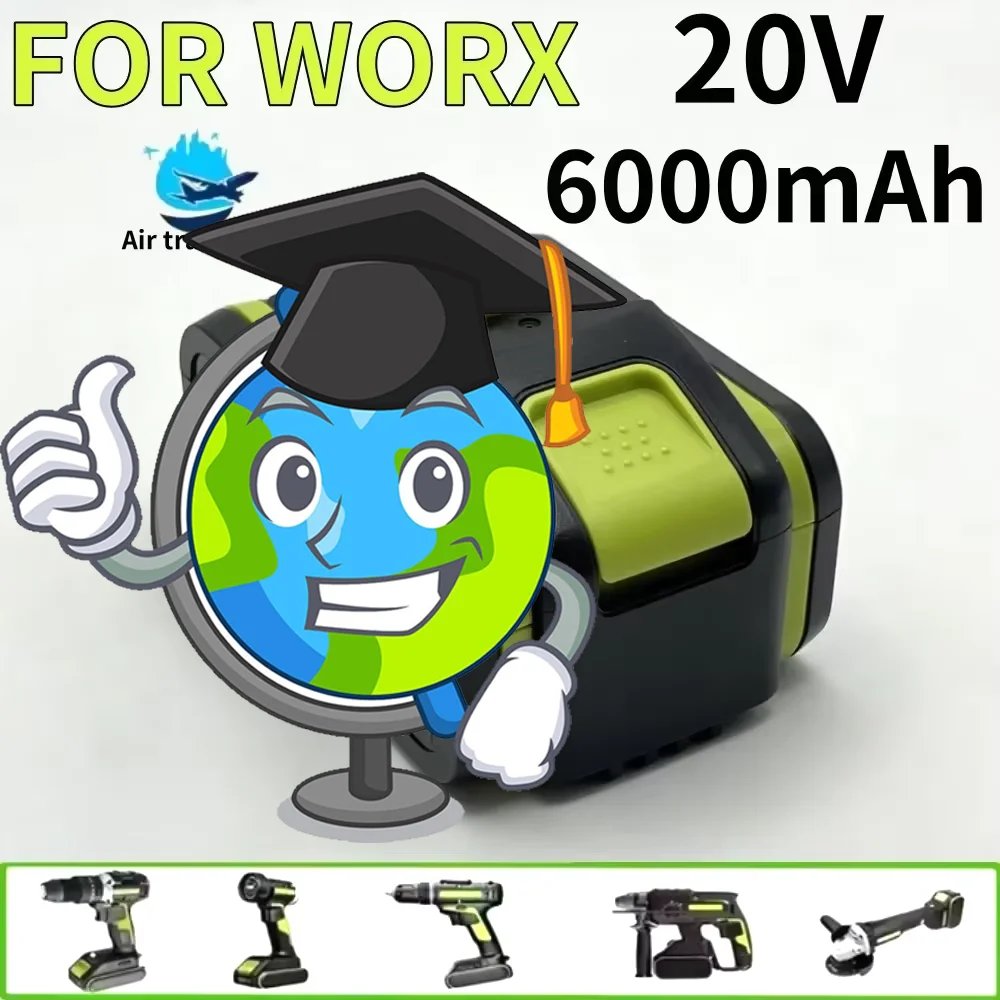 

For WORX high-capacity Lithium-ion Battery WA3551 WA3551.1 WA3553 WA3641 WX373 WX390 Rechargeable Battery 20V 6.0Ah