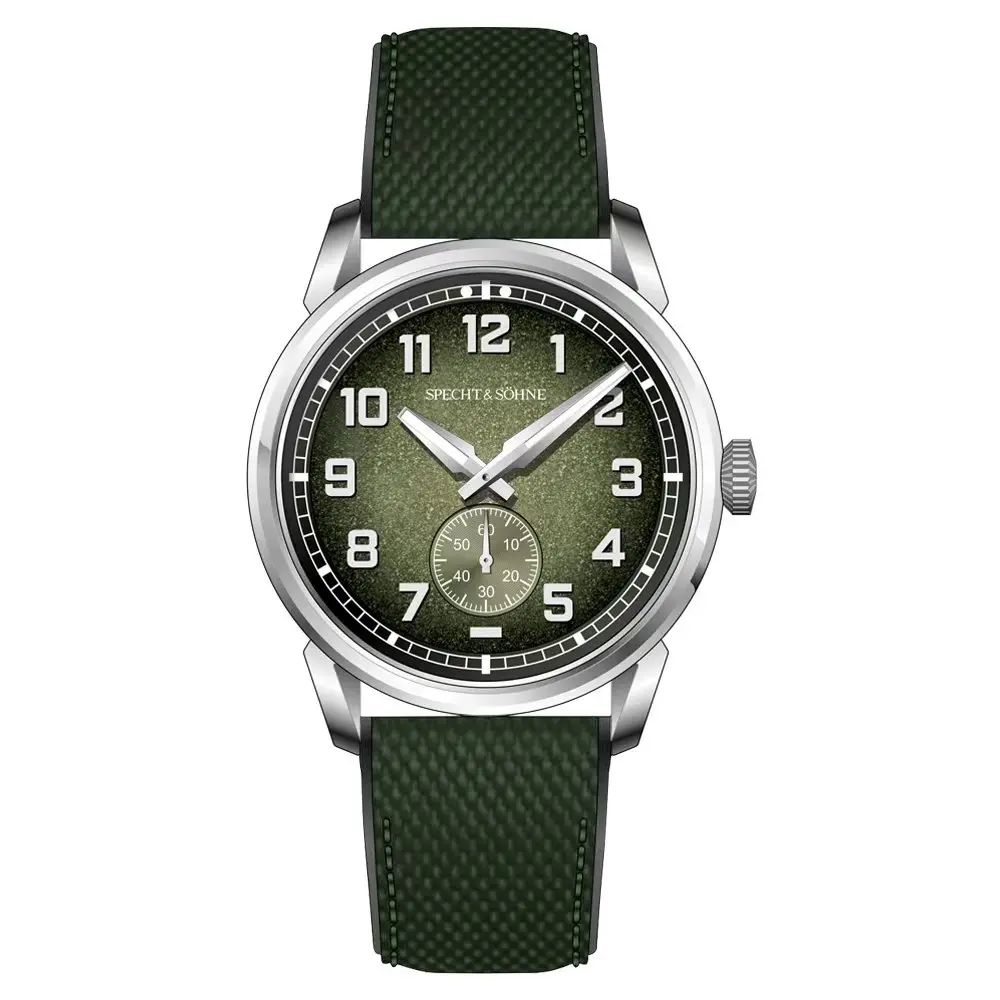 Specht & Söhne New Automatic Mechanical Watch For Men Green Color Rubber Strap Sapphire Crystal C3 Luminous 38mm Sports Watches