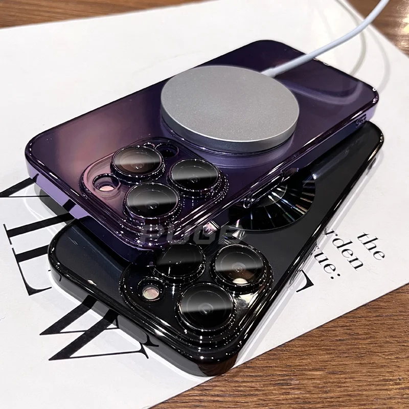 

Роскошный Магнитный чехол Magsafe для Apple iPhone 15 14 Plus 13 12 11 Pro Max, прозрачный чехол для телефона с беспроводной зарядкой