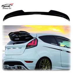 For Ford Fiesta ST-Line MK6 MK6.5 2008-2017 High Quality ABS Car Rear Wing Spoiler Lip Glossy Black Carbon Fiber Body Kity
